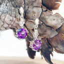 Gorgeous Amethyst and Four Diamond Drop Earrings