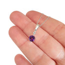 Gorgeous Amethyst and Four Diamond Drop Pendant and Chain