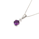 Gorgeous Amethyst and Four Diamond Drop Pendant and Chain