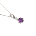 Gorgeous Amethyst and Four Diamond Drop Pendant and Chain