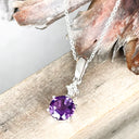 Gorgeous Amethyst and Four Diamond Drop Pendant and Chain
