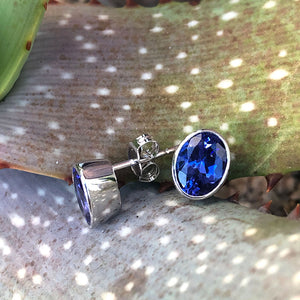 Gorgeous Bezel Set Oval Cut Tanzanite Studs