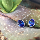 Gorgeous Bezel Set Oval Cut Tanzanite Studs