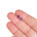Gorgeous Half Bezel Yellow Gold Round Amethyst Studs