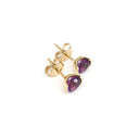 Gorgeous Half Bezel Yellow Gold Round Amethyst Studs