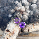 Gorgeous Half Bezel Yellow Gold Round Amethyst Studs