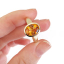  Gorgeous Oval Citrine Bezel Set Yellow Gold Ring