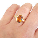  Gorgeous Oval Citrine Bezel Set Yellow Gold Ring