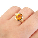  Gorgeous Oval Citrine Bezel Set Yellow Gold Ring