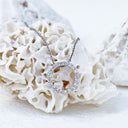 Gorgeous Petite Round White Diamond Halo Pendant