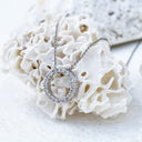 Gorgeous Petite Round White Diamond Halo Pendant