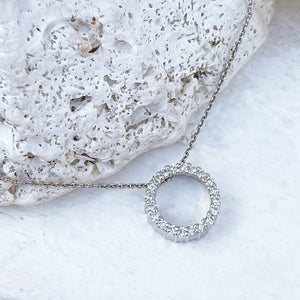Gorgeous Petite Round White Diamond Halo Pendant