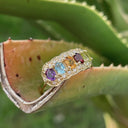 Gorgeous Rainbow Yellow Gold and Diamond Ring