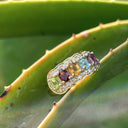 Gorgeous Rainbow Yellow Gold and Diamond Ring
