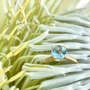 Solitaire Aquamarine Round Cut Four Claw Ring