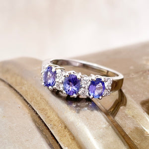 Gorgeous Trilogy Oval Tanzanite and Diamond Accent Ring