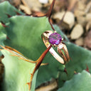 Grape Garnet Split Shoulder Rose Gold and Diamond ring