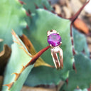 Grape Garnet Split Shoulder Rose Gold and Diamond ring