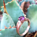 Grape Garnet Split Shoulder Rose Gold and Diamond ring