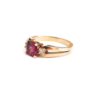   Grape Garnet Split Shoulder Rose Gold and Diamond ring