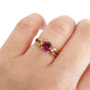   Grape Garnet Split Shoulder Rose Gold and Diamond ring