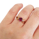   Grape Garnet Split Shoulder Rose Gold and Diamond ring