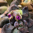 Grape Garnet and Yellow Gold Swish Studs