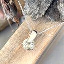 Green Amethyst Solid Droplet Shaped Bale White Gold Pendant