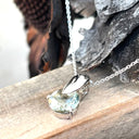 Green Amethyst Solid Droplet Shaped Bale White Gold Pendant