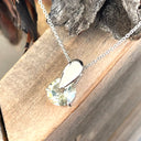 Green Amethyst Solid Droplet Shaped Bale White Gold Pendant