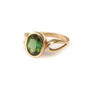Green Oval Cut Tourmaline Yellow Gold Ring