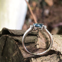 Grooved Band Oval London Blue Topaz with Diamond Accent Ring