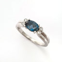 Grooved Band Oval London Blue Topaz with Diamond Accent Ring