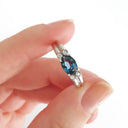 Grooved Band Oval London Blue Topaz with Diamond Accent Ring