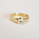 Handcrafted Solitaire Yellow Gold Diamond Side Shoulder Split Ring