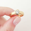 Handcrafted Solitaire Yellow Gold Diamond Side Shoulder Split Ring