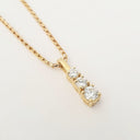 Handcrafted Trilogy White Diamond and Yellow Gold Pendant