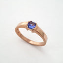 Half Bezel and Open Set Round Cut Tanzanite Ring