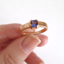 Half Bezel and Open Set Round Cut Tanzanite Ring