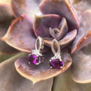Half Bow Grape Garnet and Diamond Earrings