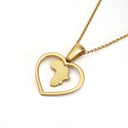 Hammered Matt Africa in a Gold Heart Pendant