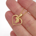 Hammered Matt Africa in a Gold Heart Pendant
