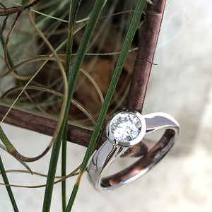Hand Crafted Bezel Set Solitaire Diamond Ring