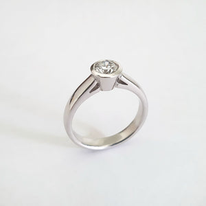 Hand Crafted Bezel Set Solitaire Diamond Ring
