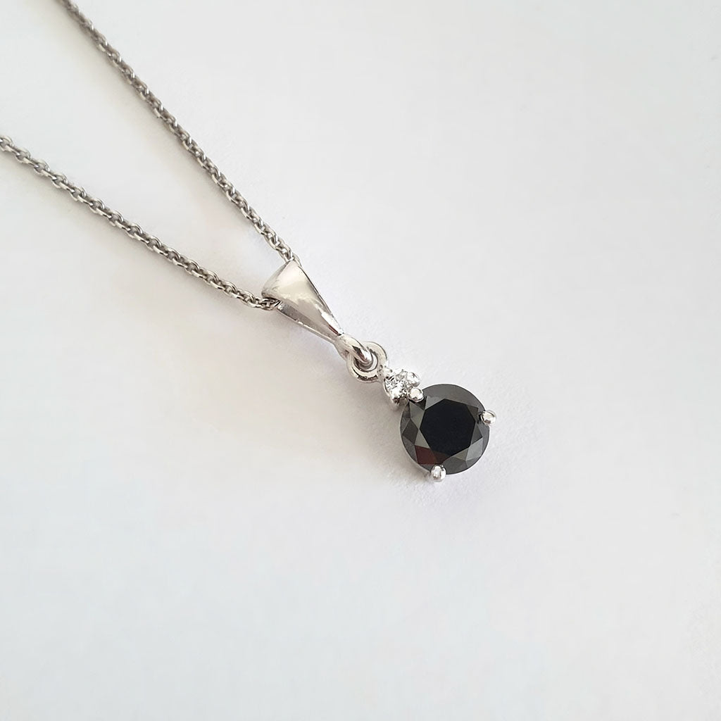 Hand Crafted Black and White Diamond Drop Pendant