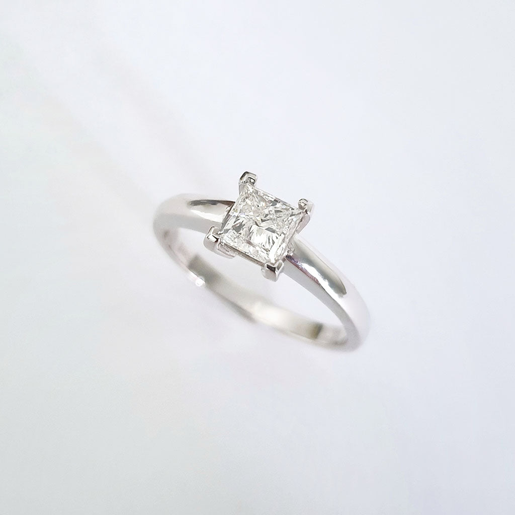 Hand Crafted Princess Cut Solitaire Diamond Ring