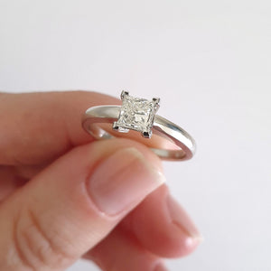 Hand Crafted Princess Cut Solitaire Diamond Ring