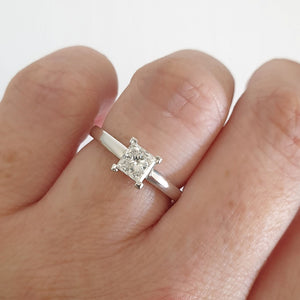 Hand Crafted Princess Cut Solitaire Diamond Ring