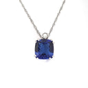 Handcrafted Cushion Cut Tanzanite Pendant with Tube Set Diamond Accent