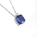 Handcrafted Cushion Cut Tanzanite Pendant with Tube Set Diamond Accent